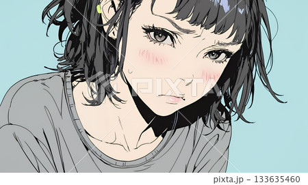 罪悪感に苛まれ、深く反省する若い女性