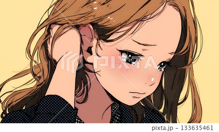 罪悪感に苛まれ、深く反省する若い女性