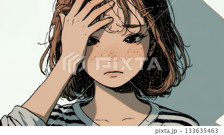 罪悪感に苛まれ、深く反省する若い女性