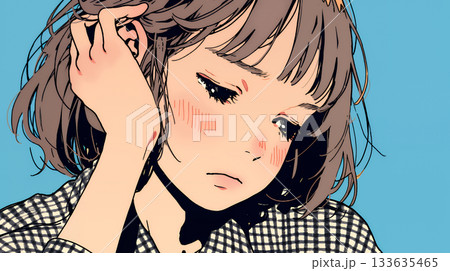 罪悪感に苛まれ、深く反省する若い女性