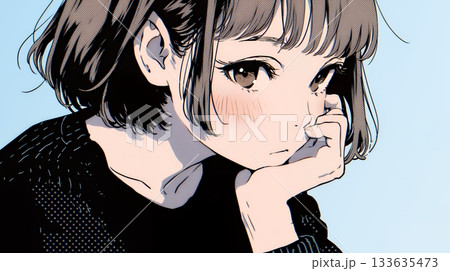 罪悪感に苛まれ、深く反省する若い女性