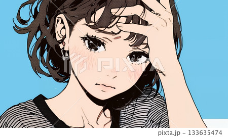 罪悪感に苛まれ、深く反省する若い女性