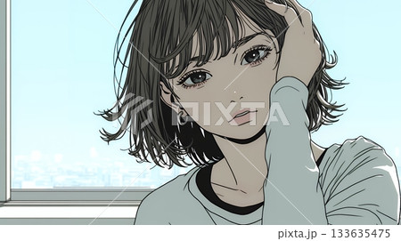 罪悪感に苛まれ、深く反省する若い女性