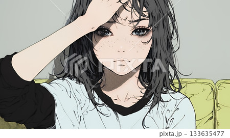 罪悪感に苛まれ、深く反省する若い女性