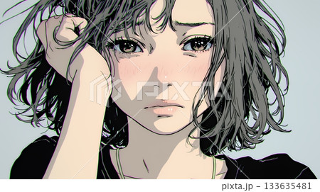 罪悪感に苛まれ、深く反省する若い女性