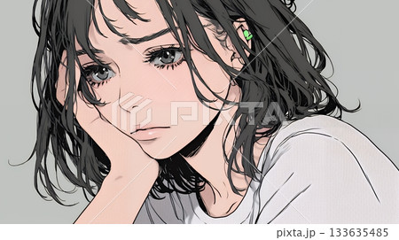 罪悪感に苛まれ、深く反省する若い女性