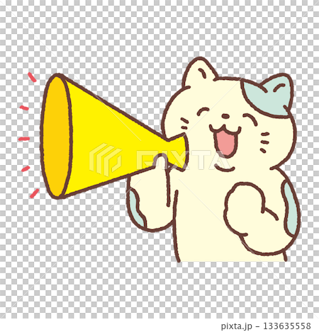 Smiling cat holding a megaphone Smiling cat holding a megaphone 133635558