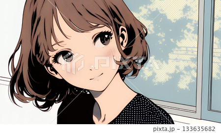 頬を赤らめて、照れ笑いする若い女性