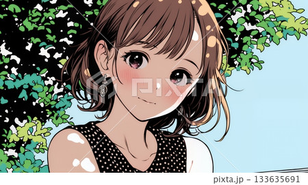 頬を赤らめて、照れ笑いする若い女性 133635691