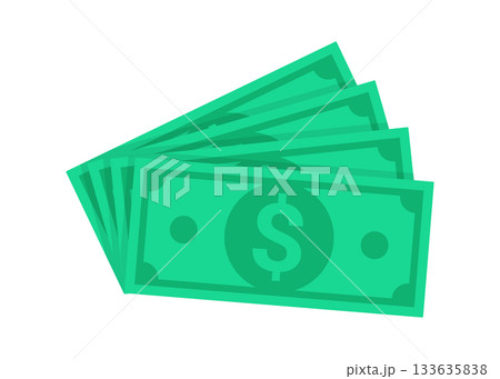 Money Dollar bills green banknotes currency stock illustration 133635838