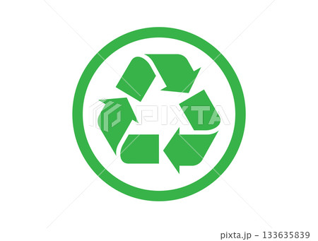 Recycle symbol green isolated on white background Recycle symbol green isolated on white background 133635839