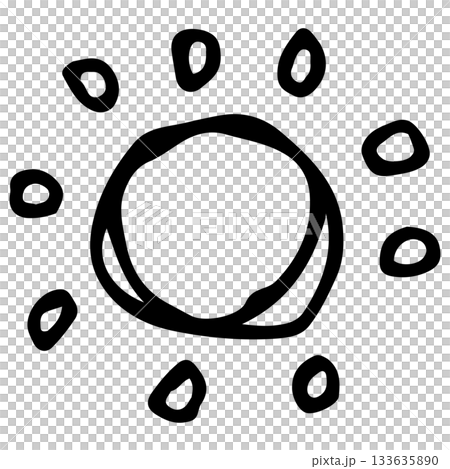 手描き線画の太陽｜ゆるくてかわいいラフ線画背景素材 133635890