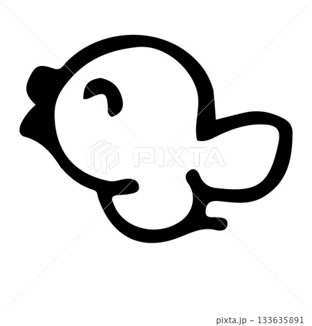 手描き線画の鳥｜ゆるくてかわいいラフ線画背景素材 133635891