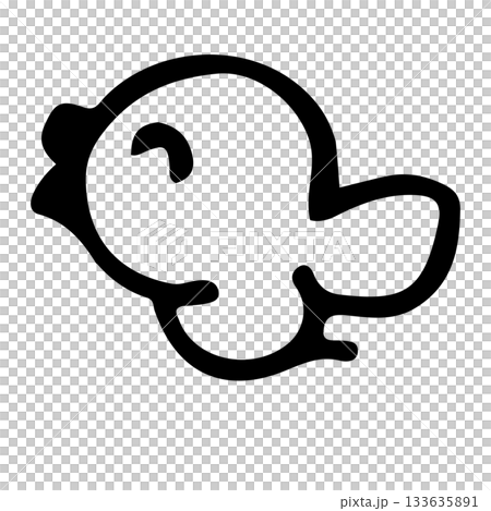 手描き線画の鳥｜ゆるくてかわいいラフ線画背景素材 133635891