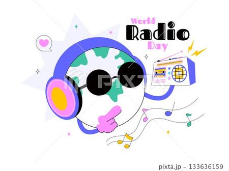 World Radio Day Vector Illustration on 13 February Depicting Technology, Science, and Communication in a Flat Style Cartoon Background World Radio Day Vector Illustration on 13 February Depicting Technology, Science, and Communication in a Flat Style Cartoon Background 133636159