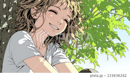 声をあげて大笑いする若い女性