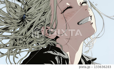 声をあげて大笑いする若い女性