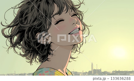 声をあげて大笑いする若い女性