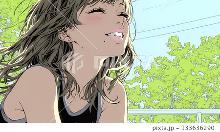 声をあげて大笑いする若い女性