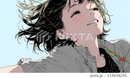 声をあげて大笑いする若い女性