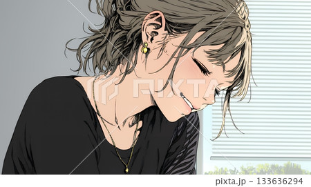 声をあげて大笑いする若い女性