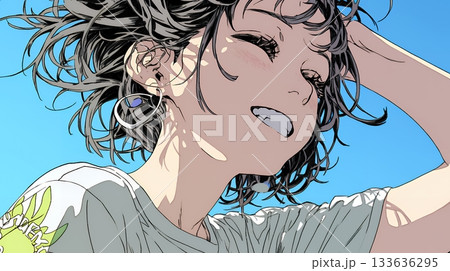 声をあげて大笑いする若い女性