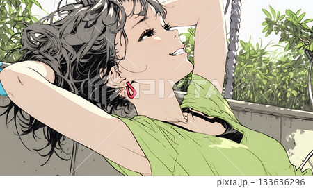 声をあげて大笑いする若い女性