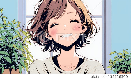 声をあげて大笑いする若い女性