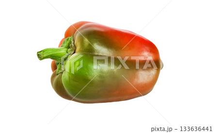 Multicolored bell peppers isolated on white background, no shadow 133636441