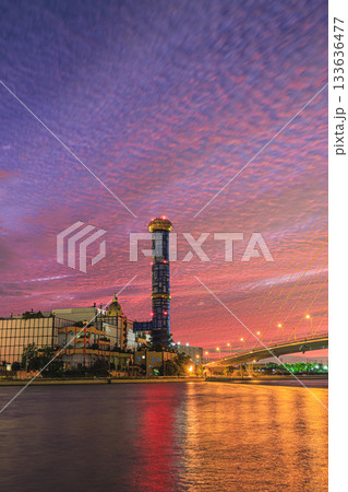 舞洲スラッジセンター 夕暮れ 舞洲スラッジセンター 夕暮れ 133636477