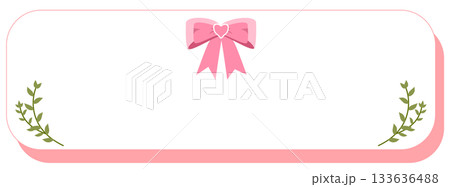 Cute Pink text box or label with Bows and Greenery 133636488