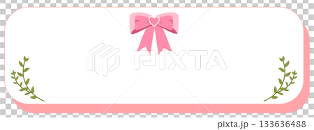 Cute Pink text box or label with Bows and Greenery 133636488