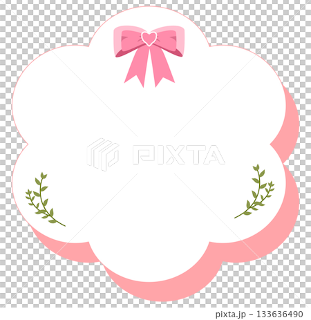 Cute Pink text box or label with Bows and Greenery 133636490