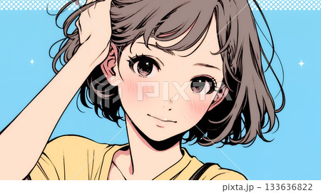 気恥ずかしそうに頭をかき、ごまかすような仕草を見せる若い女性