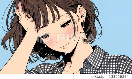 気恥ずかしそうに頭をかき、ごまかすような仕草を見せる若い女性