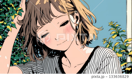 気恥ずかしそうに頭をかき、ごまかすような仕草を見せる若い女性