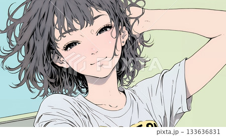 気恥ずかしそうに頭をかき、ごまかすような仕草を見せる若い女性