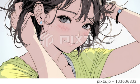 気恥ずかしそうに頭をかき、ごまかすような仕草を見せる若い女性