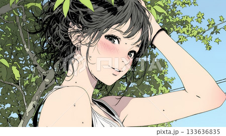 気恥ずかしそうに頭をかき、ごまかすような仕草を見せる若い女性