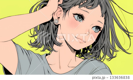 気恥ずかしそうに頭をかき、ごまかすような仕草を見せる若い女性