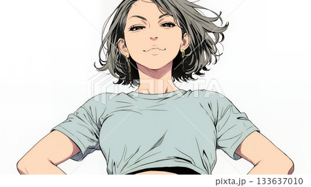 得意げな表情を浮かべている若い女性