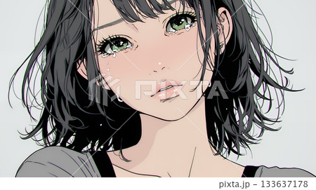 涙ぐむ若い女性