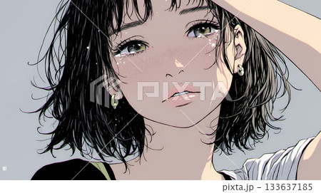 涙ぐむ若い女性