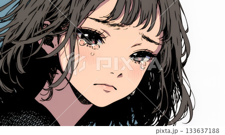 涙ぐむ若い女性