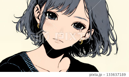 涙ぐむ若い女性