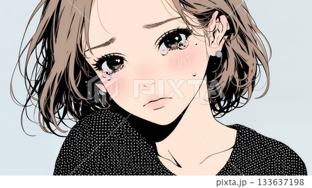 涙ぐむ若い女性