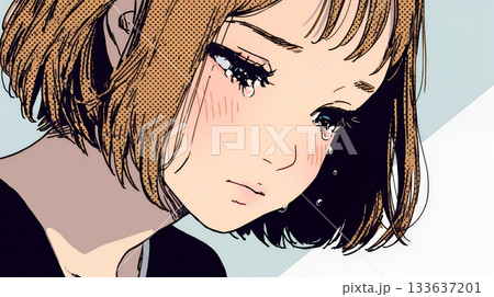 涙ぐむ若い女性