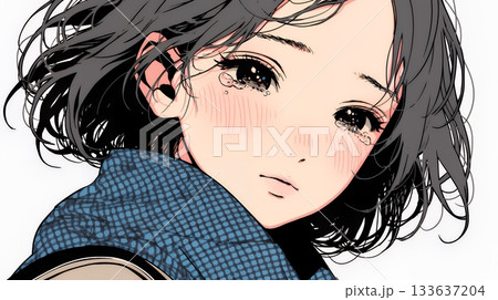 涙ぐむ若い女性