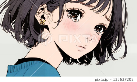 涙ぐむ若い女性