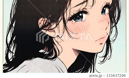 涙ぐむ若い女性